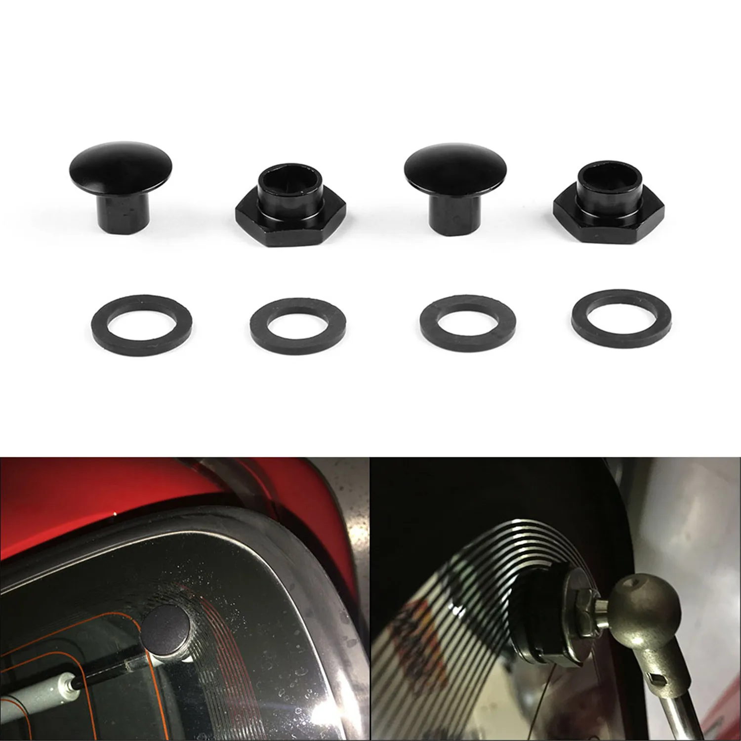 8PCS Black/Red Rear Glass Strut Hardware Kit For 1992-1995 Honda Civic 3Dr Hatchback EG6 CRV 1997-2001 Honda CRV