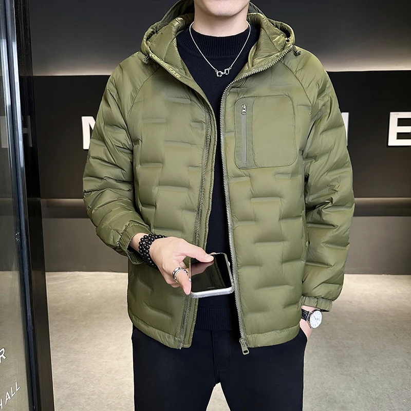 

European Sle Winter Men's Lightweight down Jaet 2025 Lightweight Warm Casual Hooded Outerwear Long Pants Youth Faion