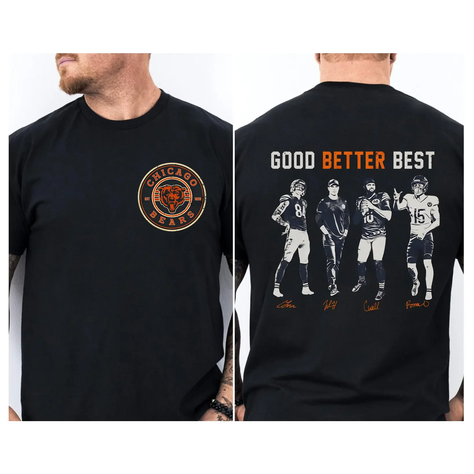 100% Cotton Unisex GOOD BETTER BEST Chicago Football Team Graphic T-Shirt, Athlete Signature Graphic Football Fan Pride Summer Trendy Tee