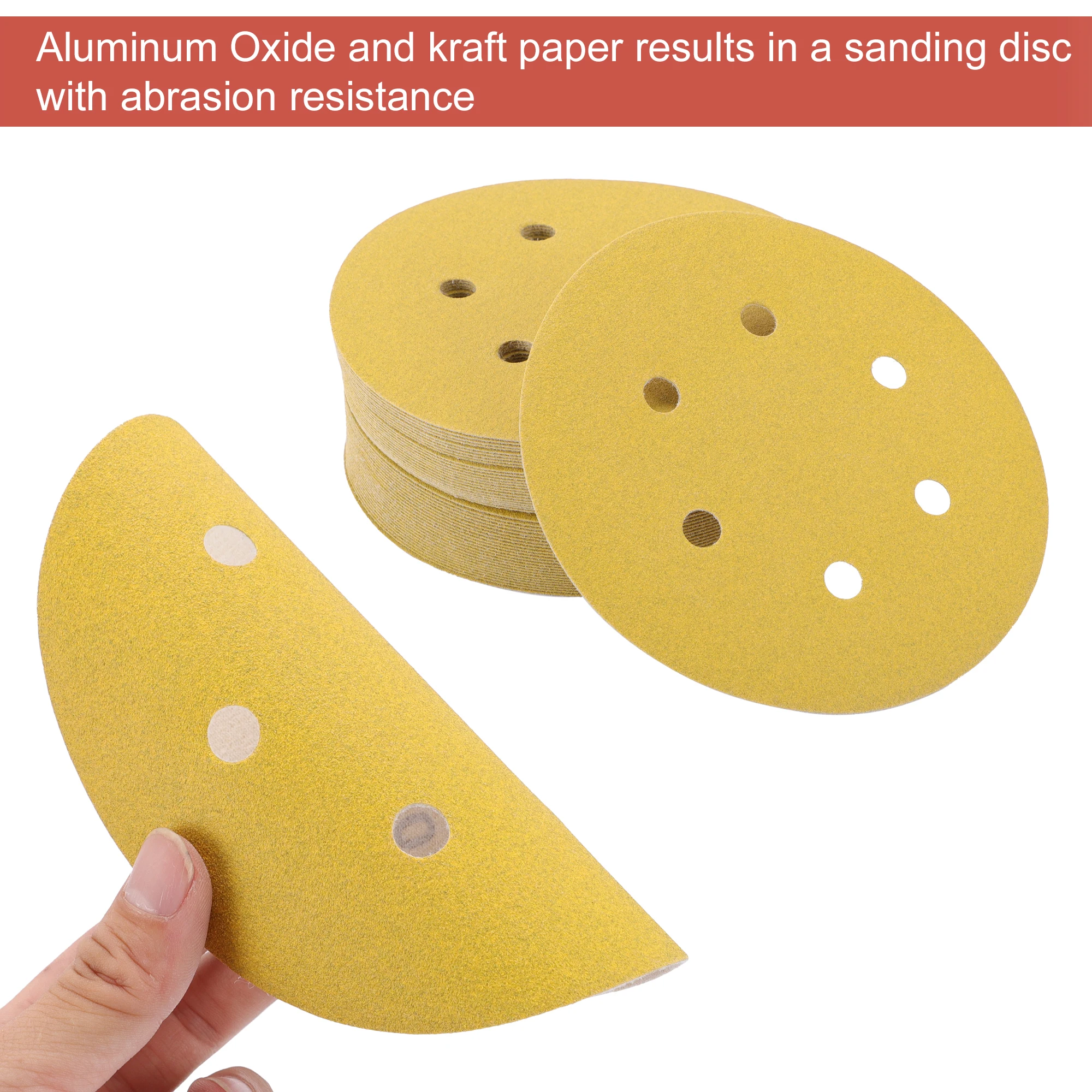 UXCELL 6 Inch 6 Hole Sanding Pad 50 PCS Sanding Discs 150 Grits Sheet Polishing Sandpaper Round Hook and Loop Sander Plate