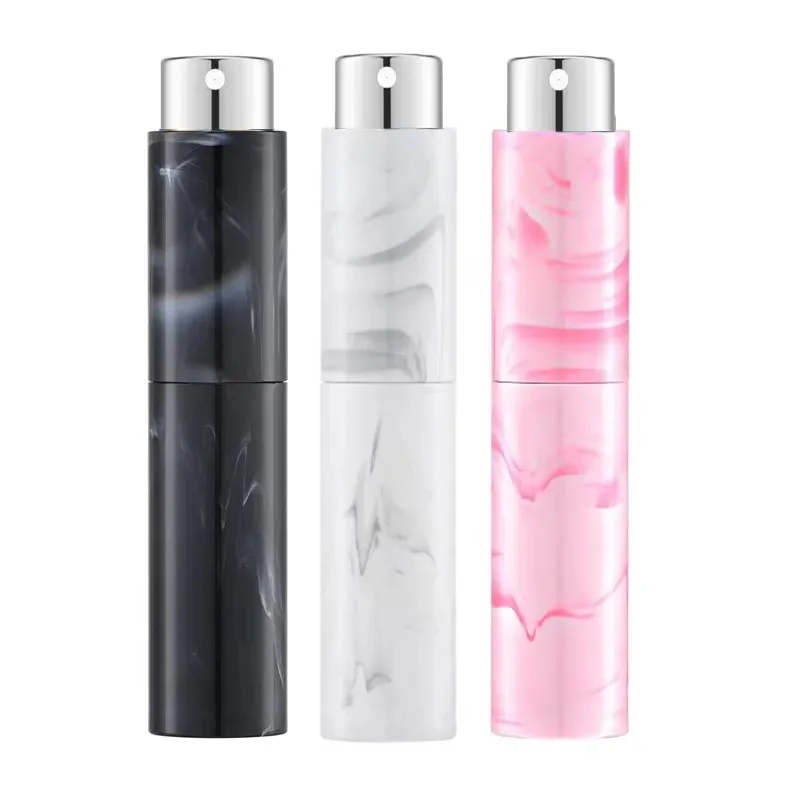 Marble pattern rotating 10ML perfume spray bottle set, refillable mini travel-sized empty cologne sprayer, portable spray bottle for men and women