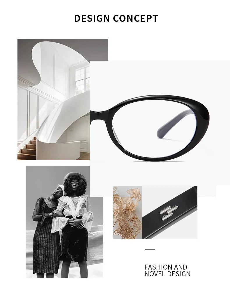 Klassische Marke Design Ellipse Reis Studs Frauen Rahmen Myopie Gläser Rezept Photochrome Nearsight Anti Blau Licht Brillen – Detail 3
