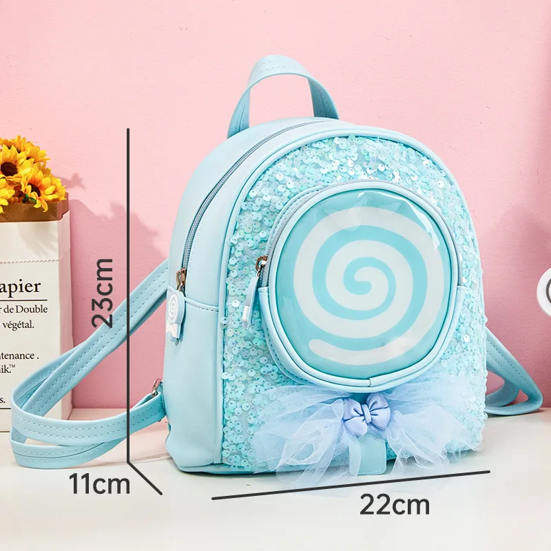 Girls\' backpack leisure travel candy design LED light fashionable and cute children\'s backpack suitable for girls as gifts