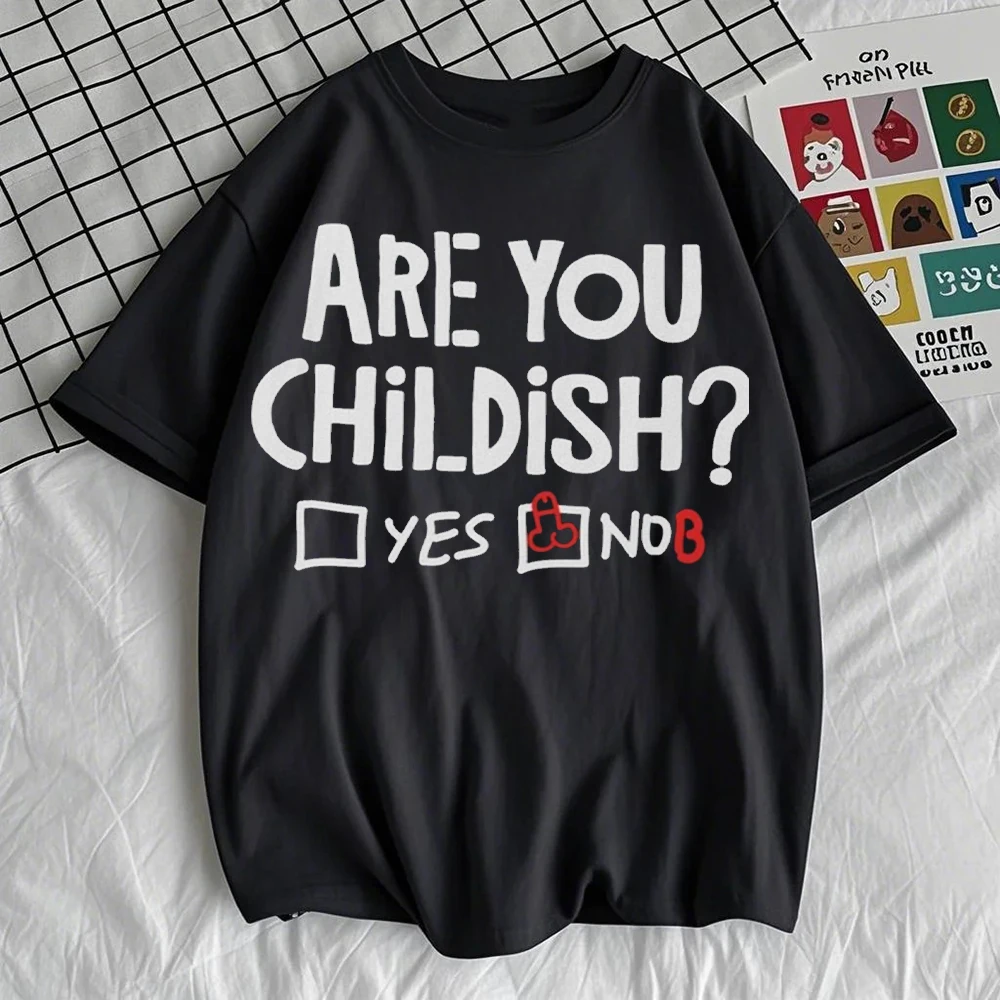 RUDE Funny T Shirt Are You Childish Vandalised Questionnaire Style Funny Print Streetwear Round Neck Tshirt Cute Graphic Tees