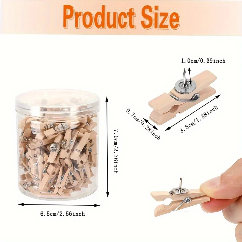 Clip per puntine in legno - Puntine decorative per bacheca in sughero, bacheca e arredamento per l'aula - Forniture per insegnanti