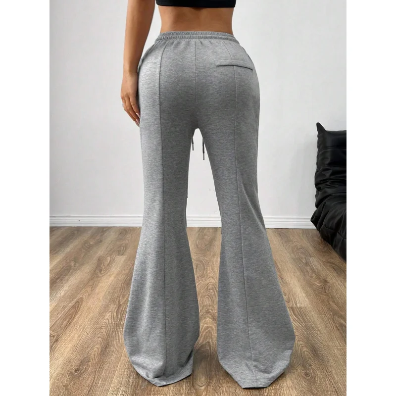 YQ1-Simple Versatile Commuter Casual Pants Autumn Winter Drawstring Elastic Waist Slimming Wide Leg Long Pants