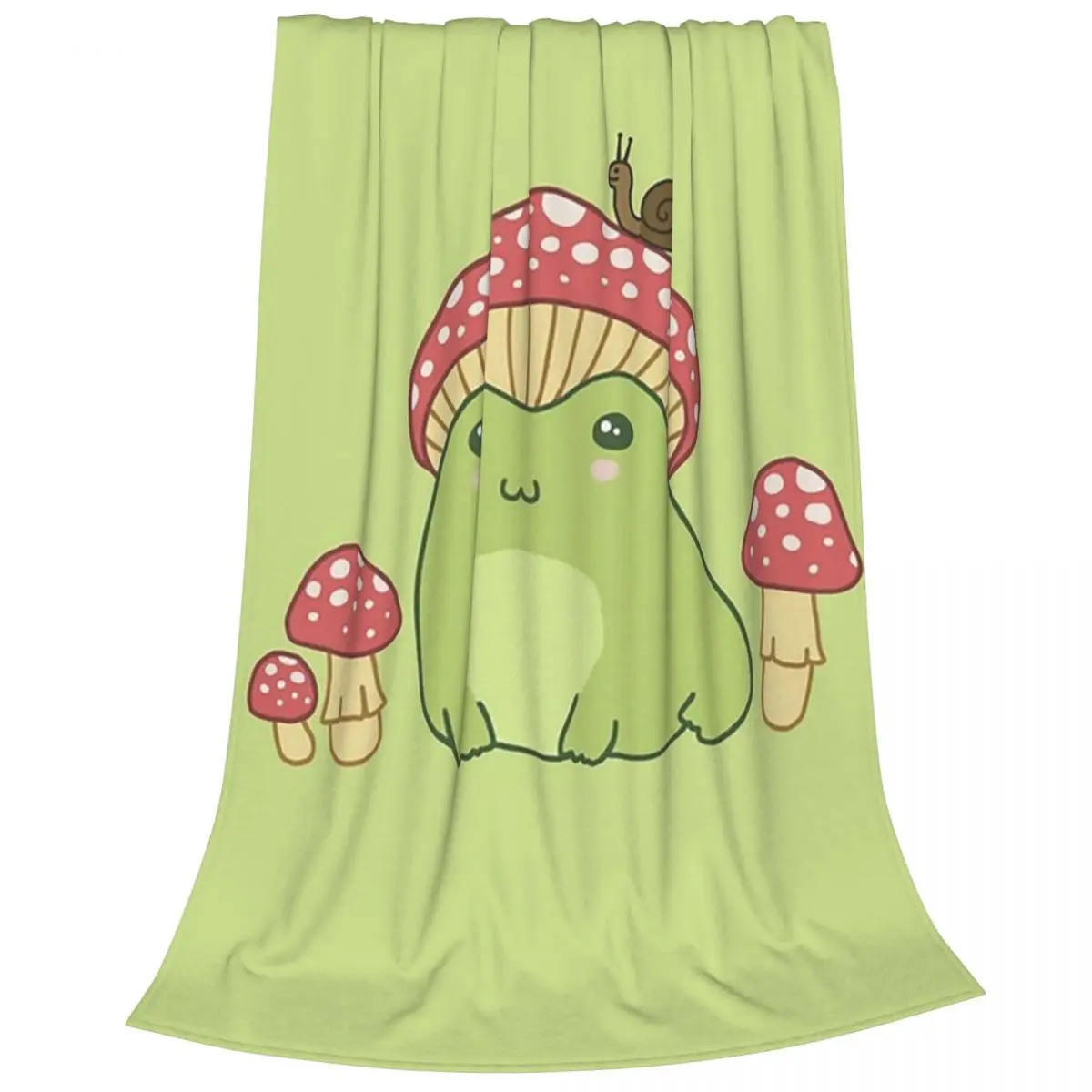 Frog With Mushroom Hat Cottagecore,Toadstool And Snail Companion Blankets Flannel Sofa Throw Blankets Throws Bedspread Quilt