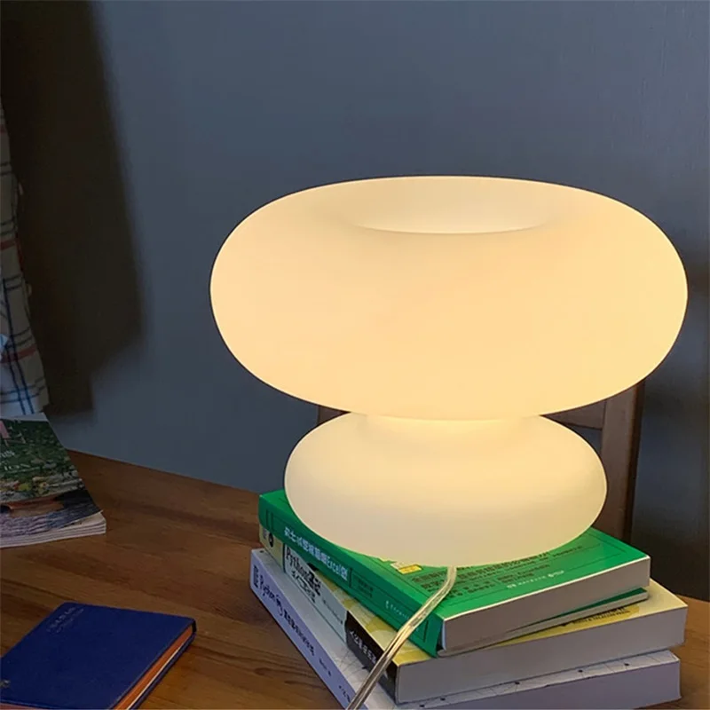 TYLA Contemporary Table Lamp Creative White LED Mushroom Desk Light Decorative For Home Living Room Bedroom
