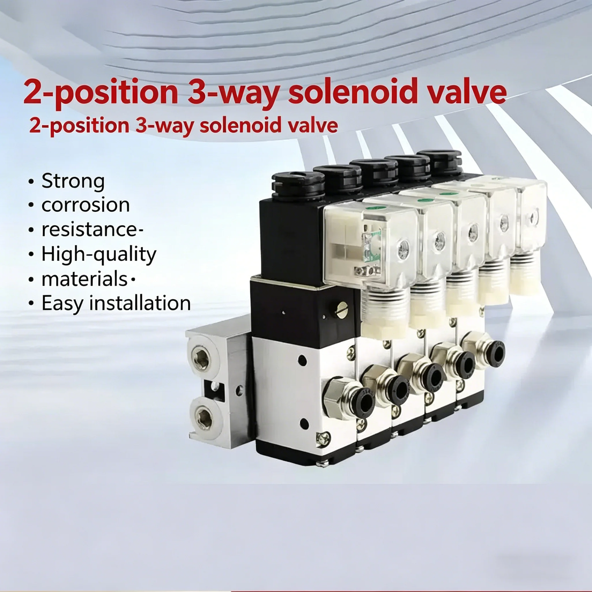 220V 24V Multi Option 3V210-08 Pneumatic Solenoid Valve Block With Muffler Fitting Base Manifold 2/3/4/5/6 Row 3 Port
