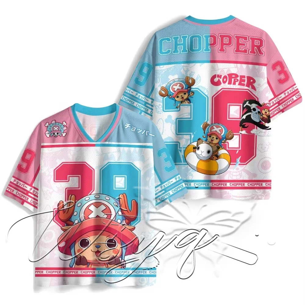 One Piece Chopper Manga 3D Printed Summer V-Neck Sports Jersey Unisex Short Sleeve Quick Dry Tshirt Anime Casual Fashion Top