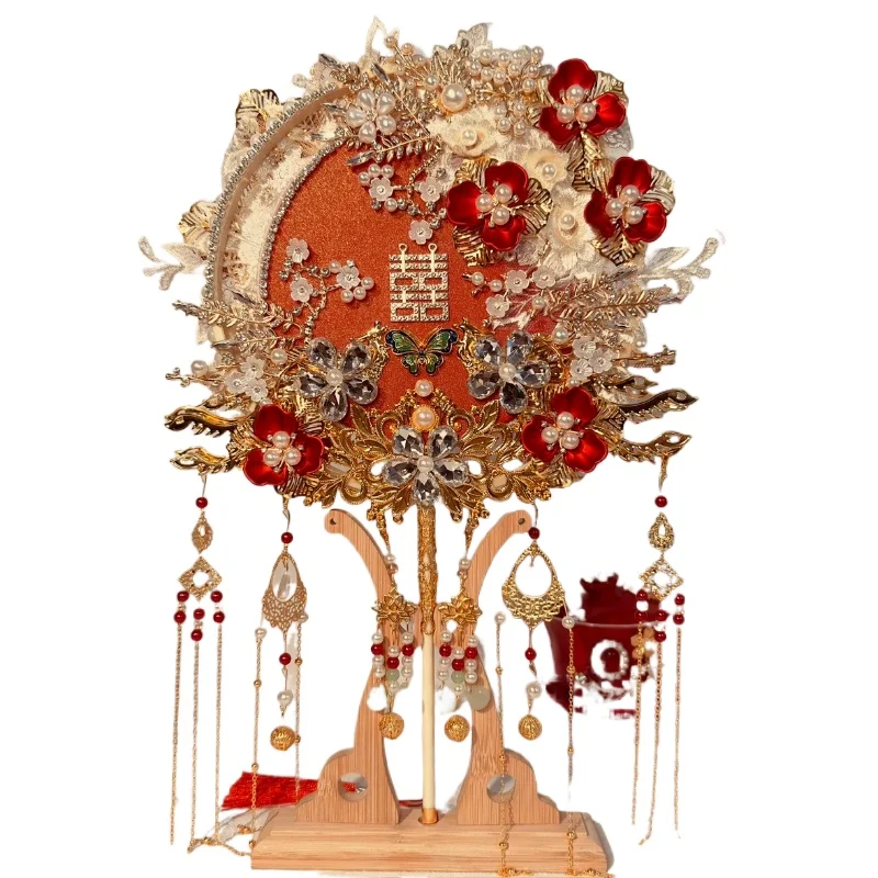 Wedding Fan Bride Chinese Xiuhe Premium Sense Wedding Happy Fan Double Sided Double Color