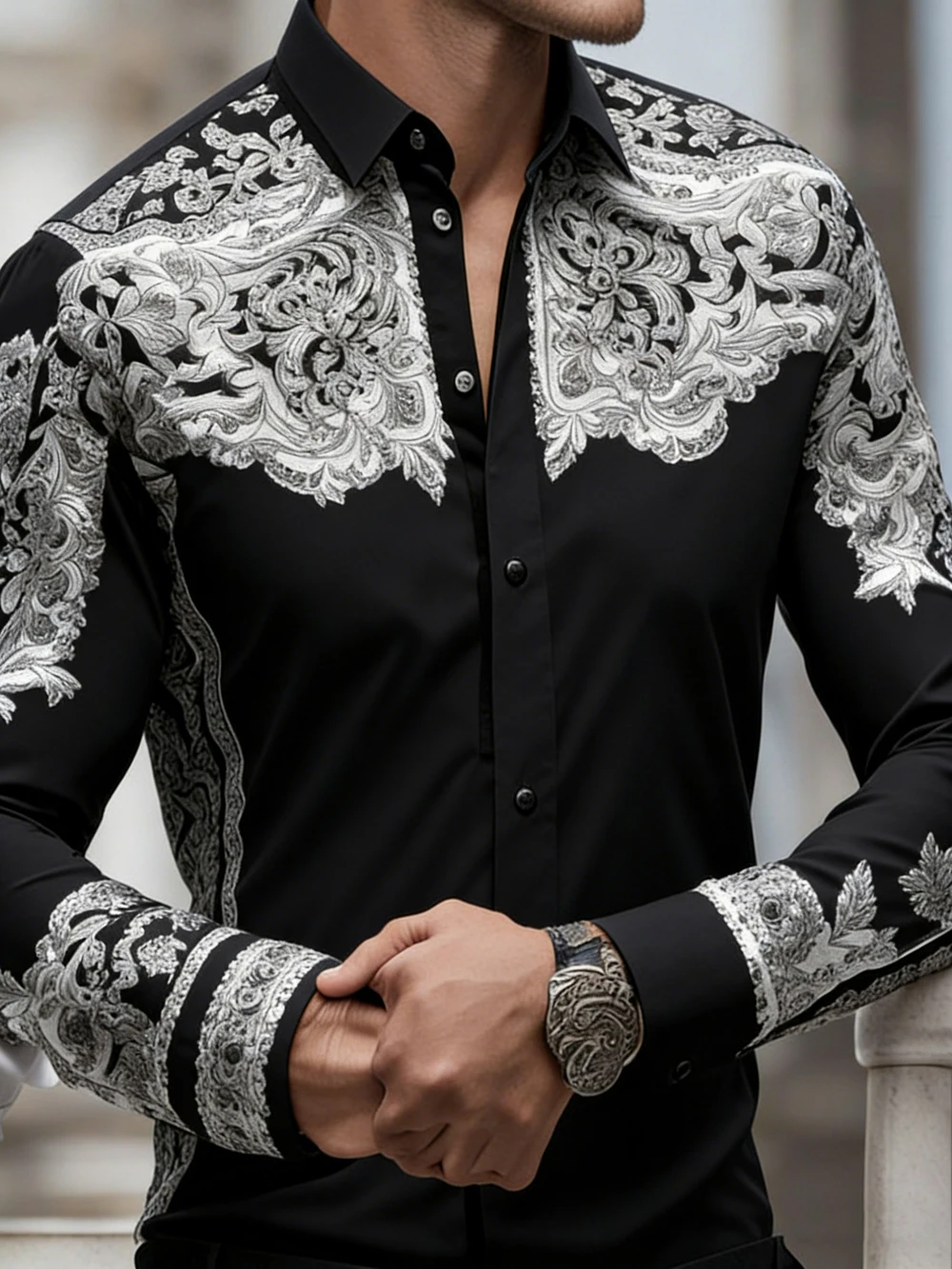 Men's High-Definition 3D Printed Shirt, Elastic Fabric Short-Sleeve Shirt, Hawaiian Beach Vacation Social Party Clothing for Men