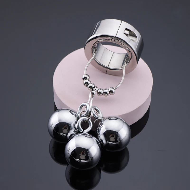 NEW Metal Cock Ring Male Chastity Ring Intimate Cuir Ball Weight Hanger for Penis Enlargement Ball Stretcher Extender Cock Ring