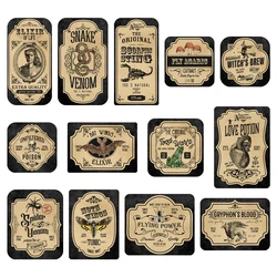 13pc/pack Halloween Apothecary Potion Labels for Bottle Jar,Vintage Apothecary Wine Bottle Stickers Halloween Party Decorations