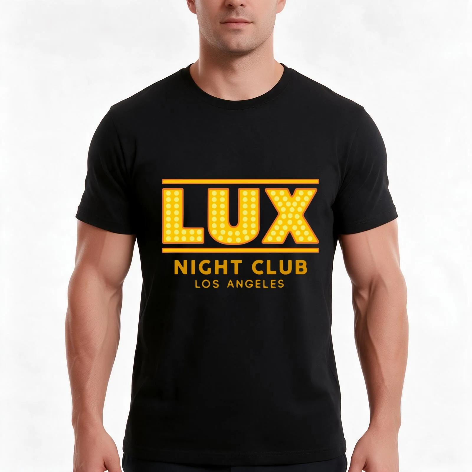LUCIFER - LUX NIGHT CLUB Classic . T-Shirt, Summer Casual Cotton Tee, Oversized Streetwear Tops, Vintage Graphic Print