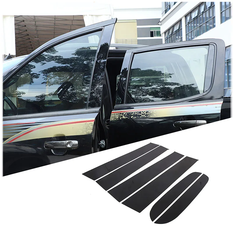 For Ford Ranger 2015-2021 center column decoration sticker Car window center column sticker PC gloss black 6pcs