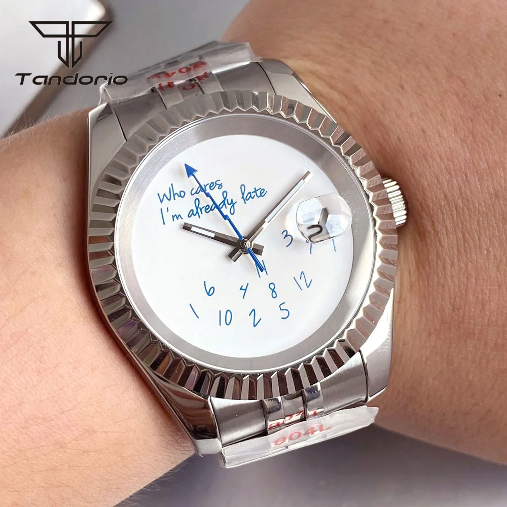 Tandorio NH35/Miyota 8215 Automatic Fashion 36mm/39mm Mechanical Watch Blue Flash Hand Sapphire Glass Explorer Style Wristwatch