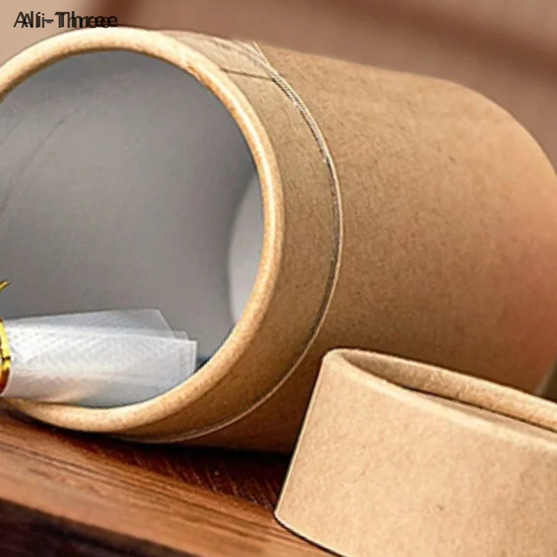 1 個クラフト板紙チューブラウンドエッセンシャルオイル包装容器茶キャディコーヒー化粧品工芸品ギフト収納