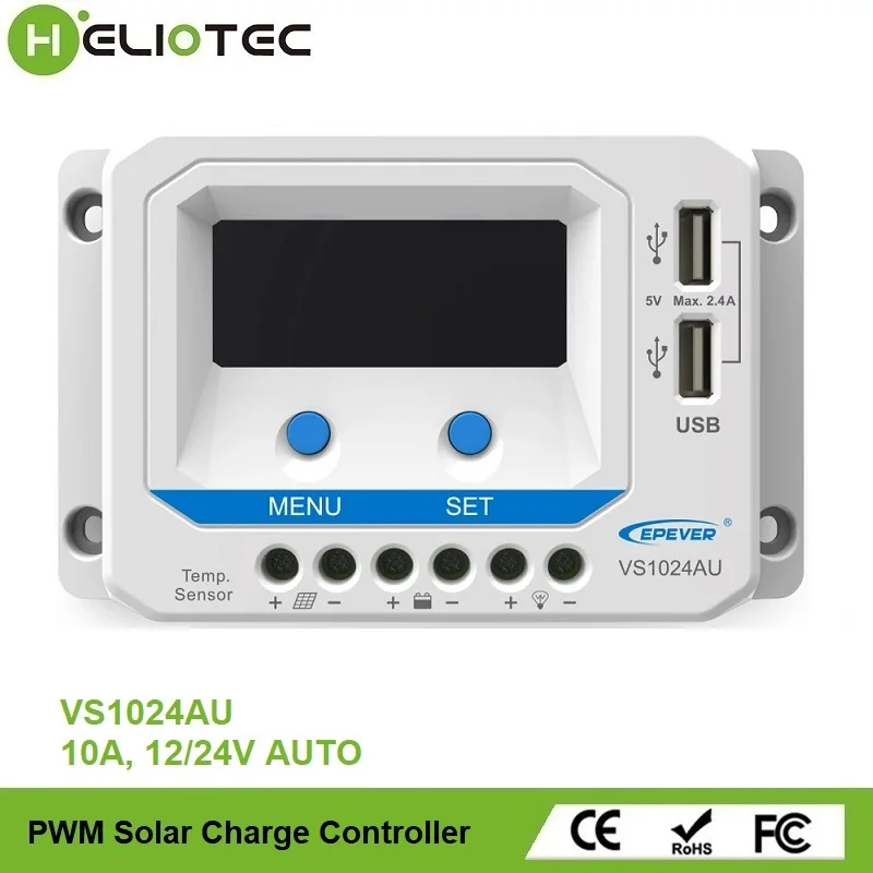 

EPEVER 10A 30A 45A 60A PWM Solar Charge Controller 12V24V Auto VS-AU Regulator For Solar System LCD Diaplay Two USB Ports