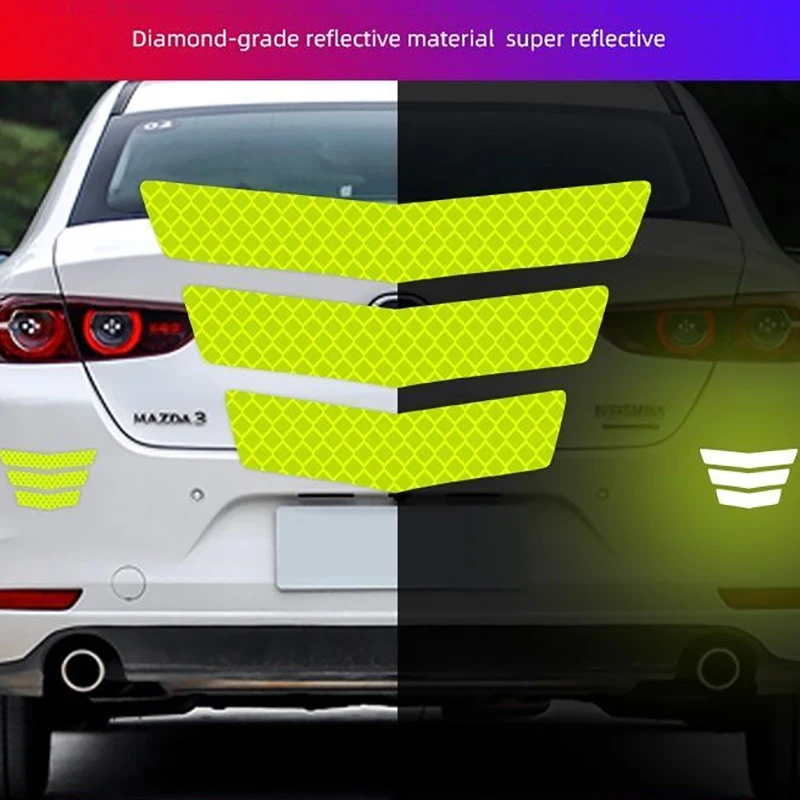 

6Pcs Motorcycle Sticker Reflective Warning Trapezoidal Arrow Tail Mudguard Car Truck Bike Racing Body Bumper Decal Adhesive Tape