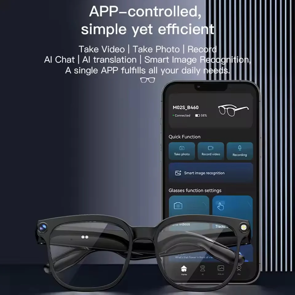 New 8-megapixel HD camera glasses with 1080p HD video recording and photo capture featuring image stabilization