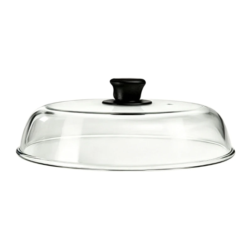 Glass Microwave Splatter Cover, Clear Borosilicate Glass Plate Cover with Top Handle, 26 Cover for Reheating Meals, KXRE