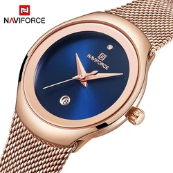 NAVIFORCE Top Luxury Brand Watch for Women Fashion Casual Ladies Quartz Wristwatch Stainless Steel Strap Waterproof Female Clock