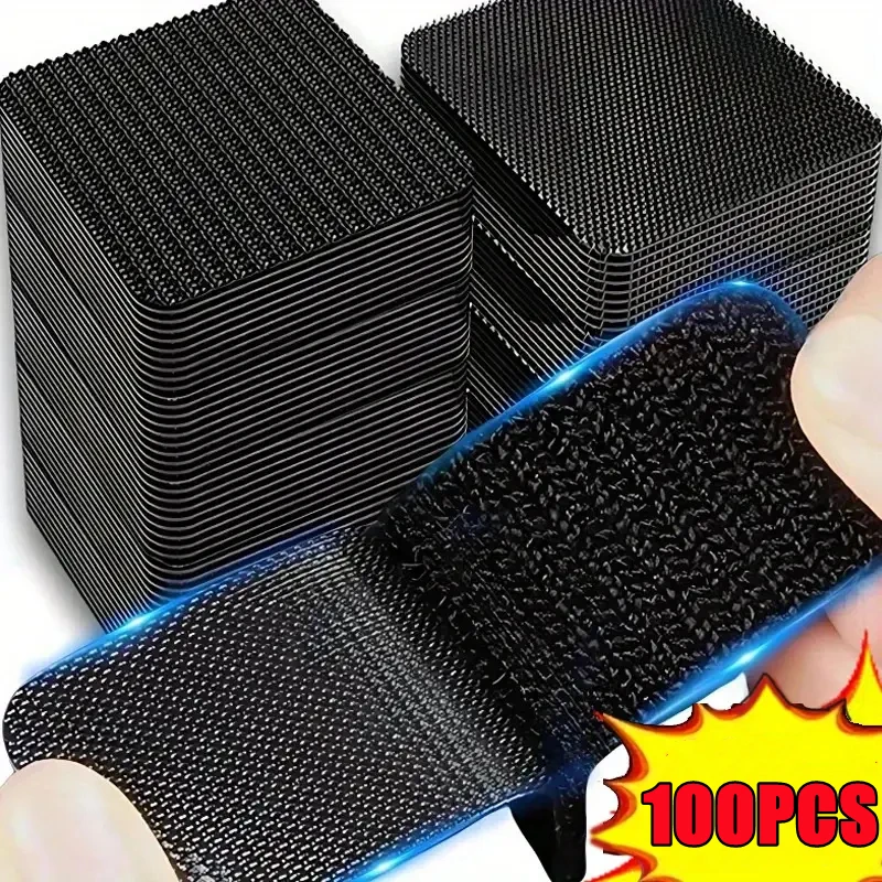 100-2PCS Carpet Fixing Stickers Double Faced High Adhesive Car Carpet Fixed Patches Home Floor Foot Mats Anti Skid Grip Tapes