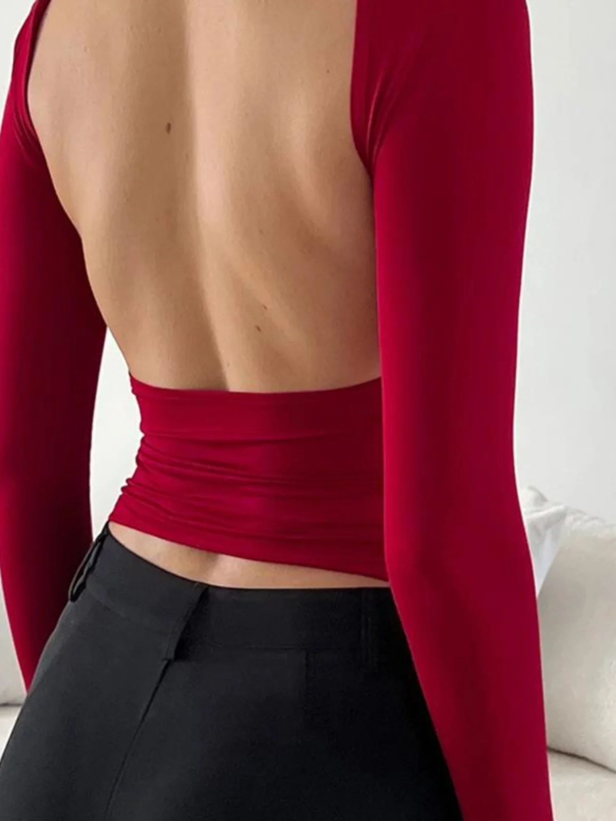 

TiulZial Y2K Women Bal Long Crop Tirt Cleanfit Stand A-Line Sve Breathable Skin-Friendly Ciwalk Top