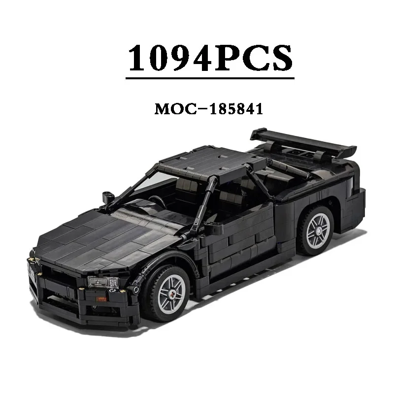 MOC-185841 Building Blocks Classic Track Sports Car R34 (1:15) Black Racing Motorcycle Model 1094PCS Puzzle Christmas Gift
