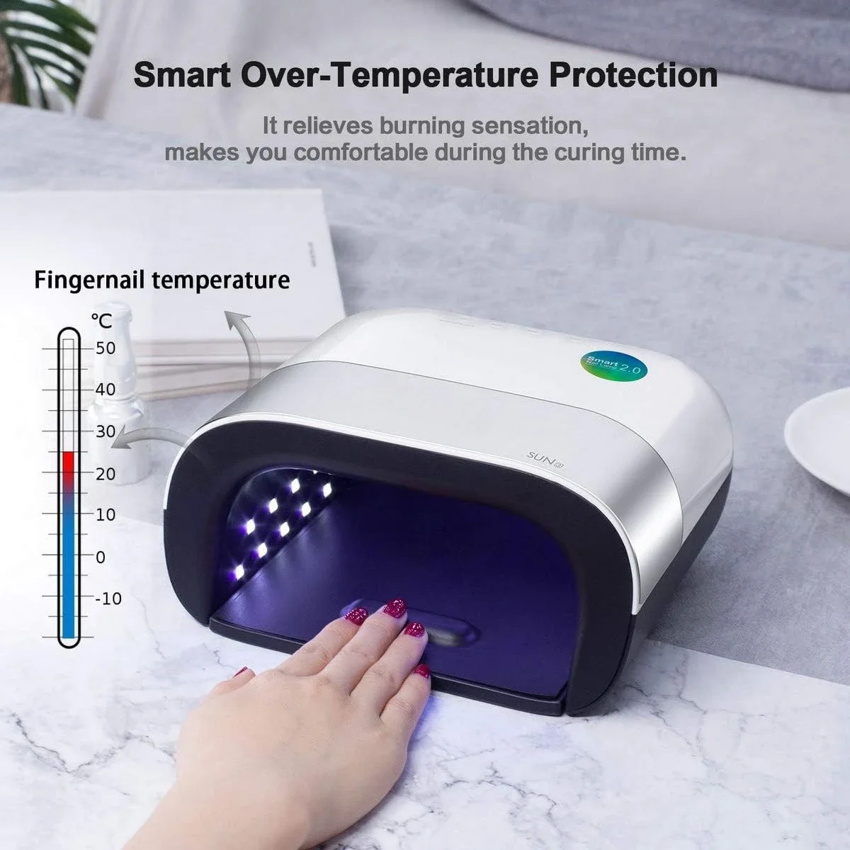 LED Nagellampe, 48W Professioneller Gel Lampe Nageltrockner für Gelpolitur-Härtungslichtmaschine, mit automatischem Sensor und L