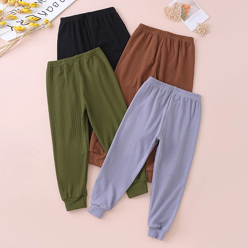 4-piece Set Of Autumn And Winter Children's Fashionable Pit Stripe Casual Sports Pants Versatile For Boys And Girls Haren Pants