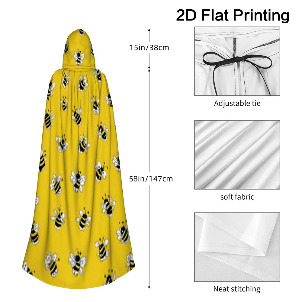 1pc 2D Flat Printed Honeybee Spring Buzz Wearable Blanket, Hooded Cloak Ideal for Halloween Carnival Christmas Easter
