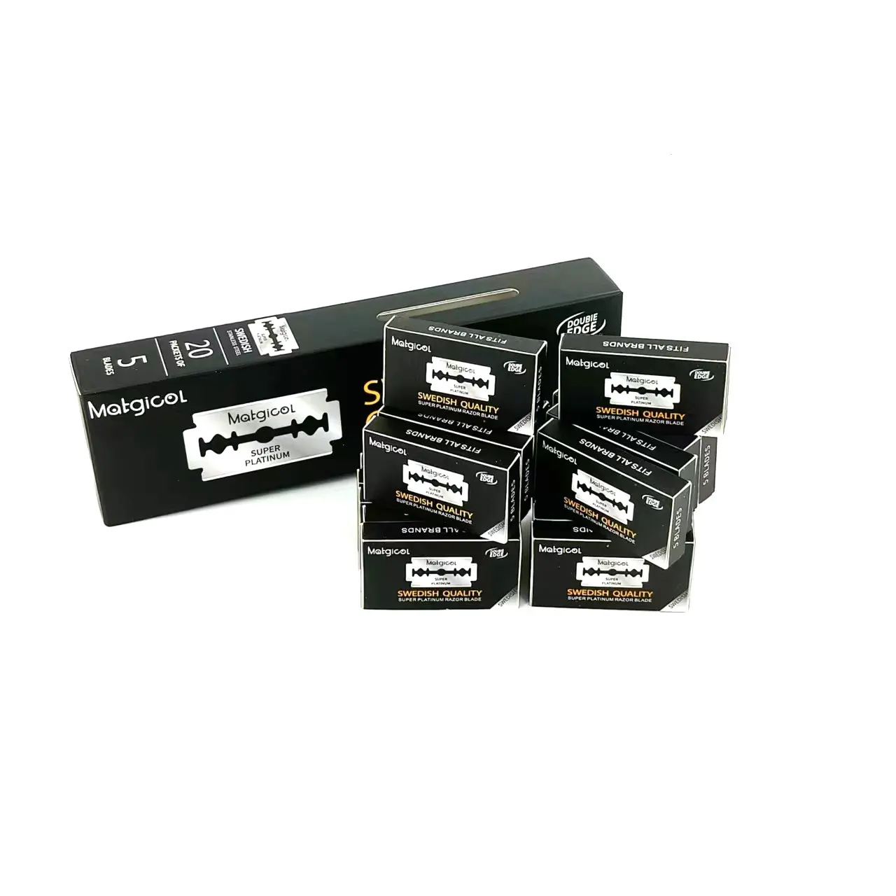 Paquete de 100 cuchillas de afeitar Super Platinum de doble filo para hombre, cuchillas de afeitar ultraafiladas de acero inoxidable