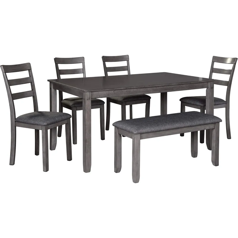 

Bridson Modern 6 Piece Dining Set, Includes Dining Table, 4 Chairs & Bench, Gray