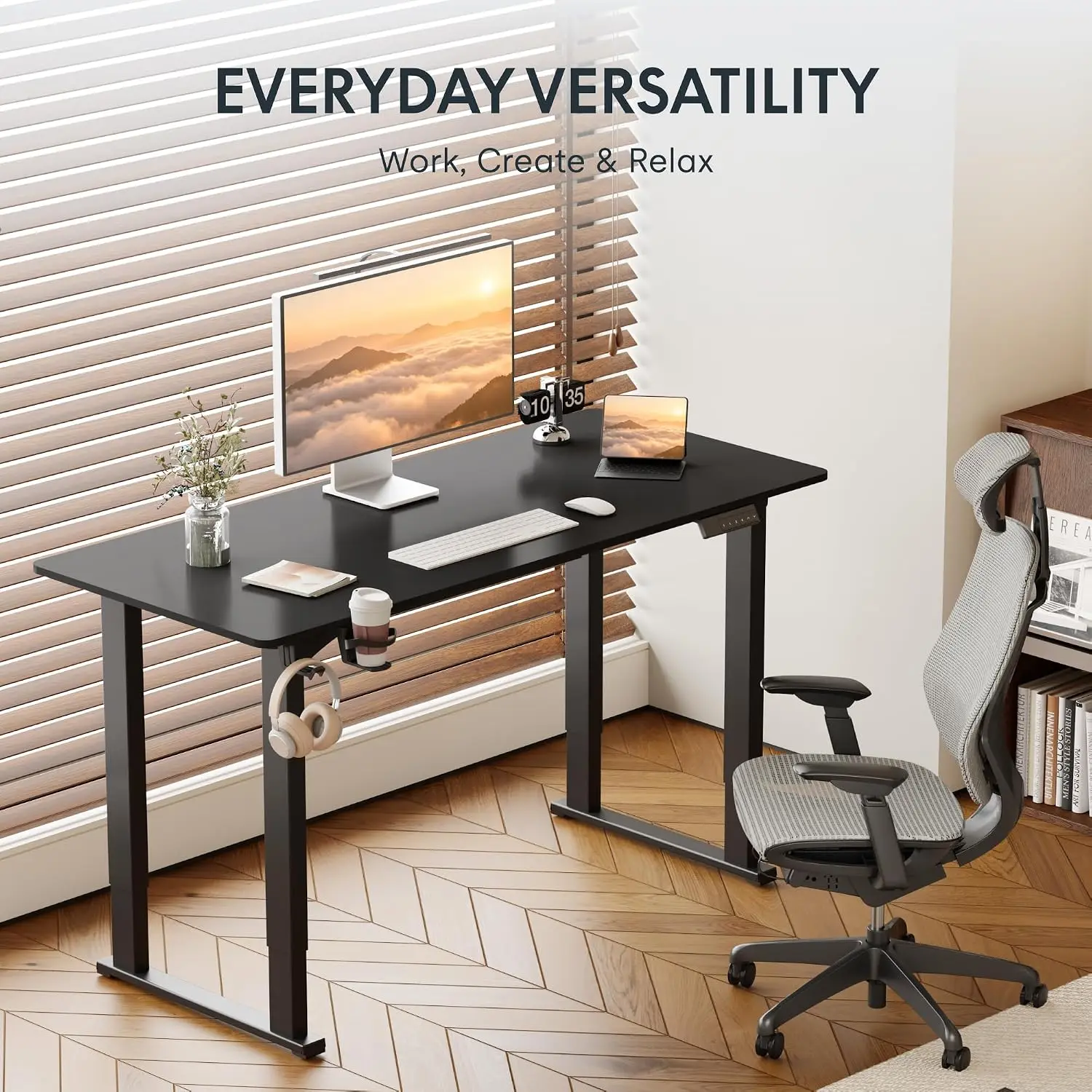 4-Leg Electric Standing Desk 63x28 Inch Dual Motor Height Adjustable Office Workstation, Customized