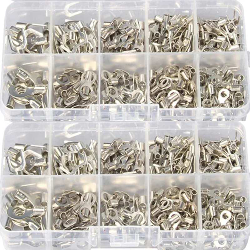 320Pcs Crimp Terminal Kit - Non-Insulated Ring Fork U-Type Terminals for Cable Wire Connectors Assorted Set