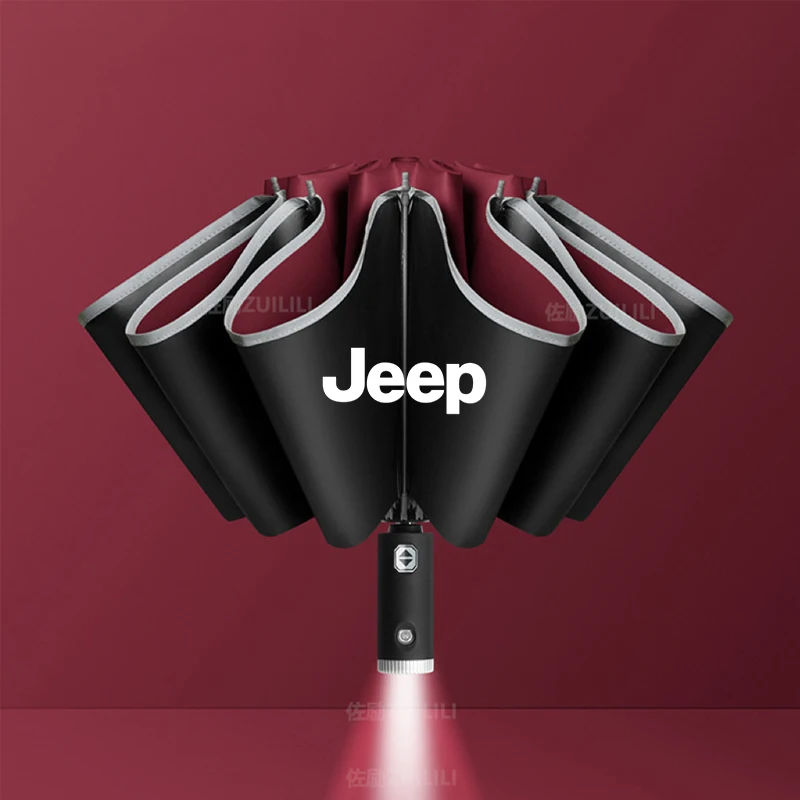 For Jeep Wrangler JL JK TJ Renegade Cherokee Trail Hawk Compass SRT Patriot Car Automatic Folding Windproof Sunshade Umbrella