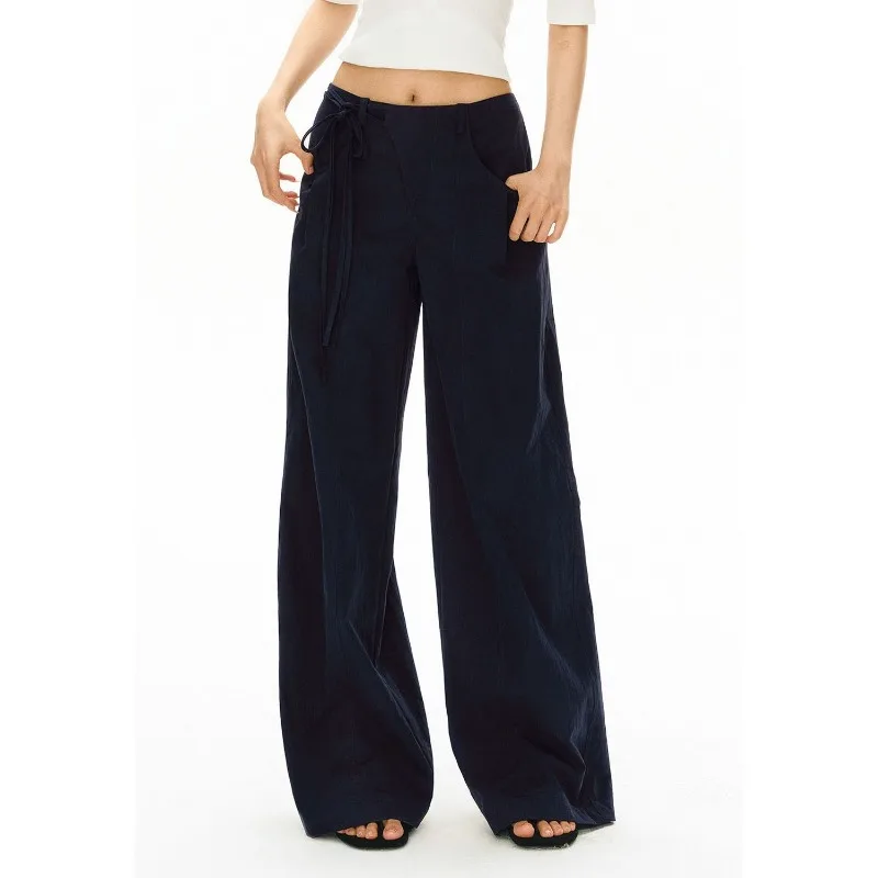 Women Vintage High Waist Wide Leg Pants Casual Loose Long Trousers