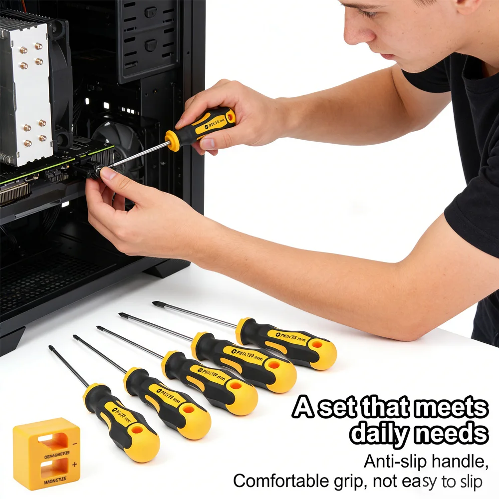 

Набор магнитных отверток 11 в 1, крестовая плоская головка отвертки, многофункциональные прецизионные ручные инструменты с намагничивателем