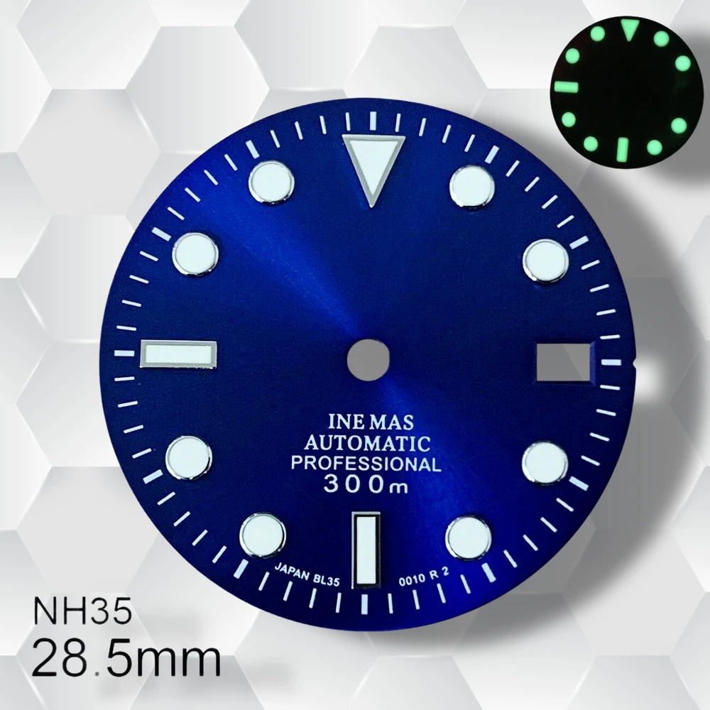 28.5mm S Logo SUB Wijzerplaat Geschikt voor NH35/NH36/4R/7S Beweging Groene Lichtgevende Sunburst wijzerplaat Horloge Modificatie Accessoires