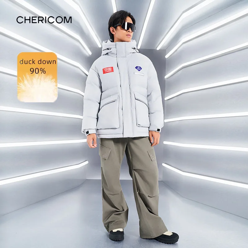 

Мужской пуховик Chericom, зима 2029, короткие толстые пуховики с капюшоном, свободная теплая пуховая куртка с капюшоном, гусиная холодная теплая пуховая куртка Y299581Y