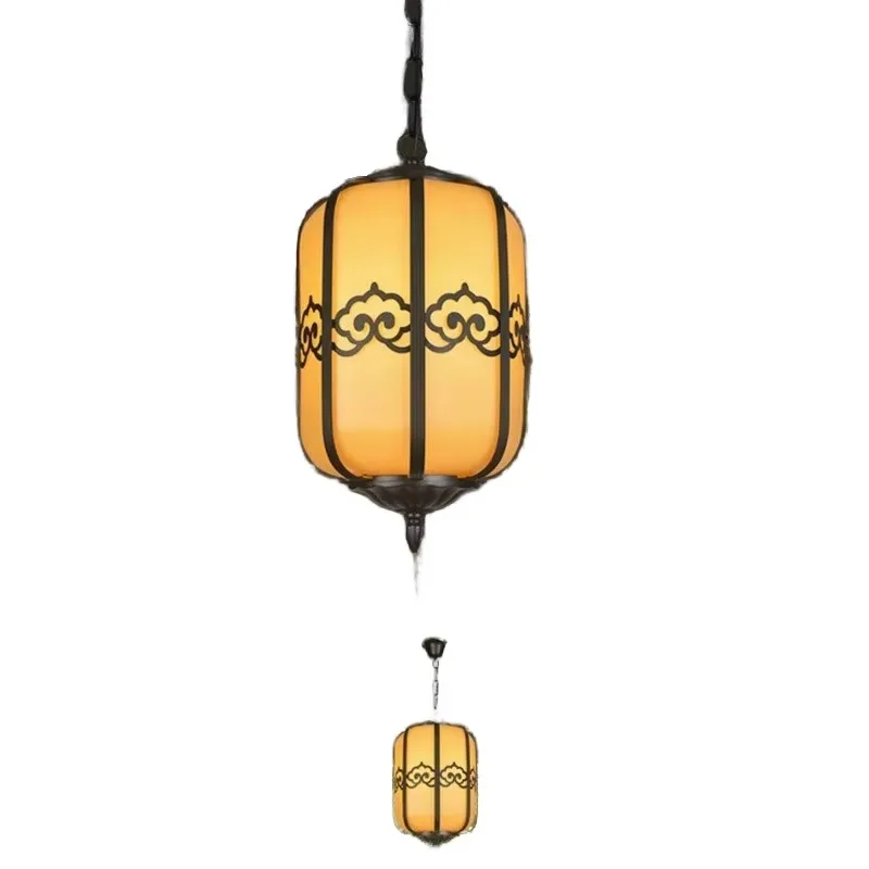 Antique Chinese outdoor villa courtyard waterproof aluminum LED lantern chandelier remote control small size chandelier
