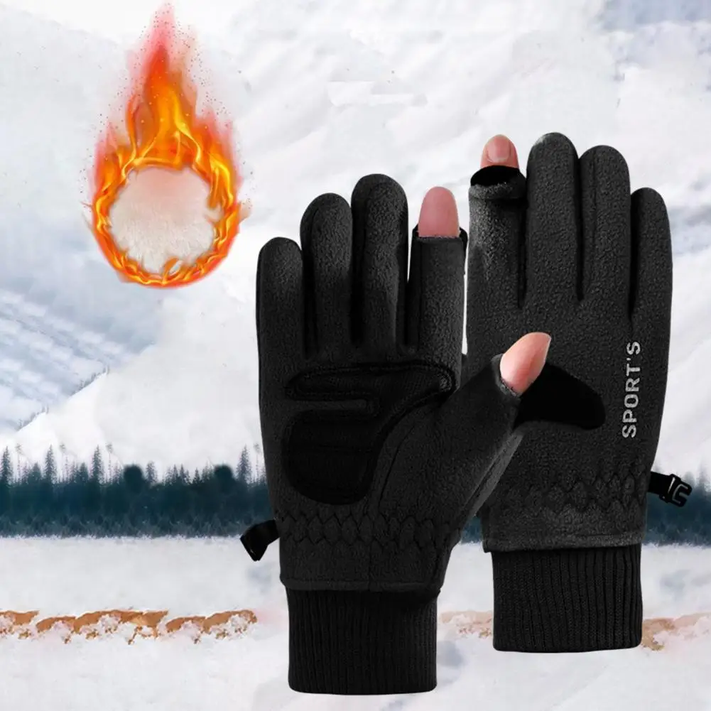 

Autumn Gloves Polar Fleece Gloves Winter Cycling Gloves Friction Palm Anti-slip Touch Screen Thick Warm Five Fingers Windproof