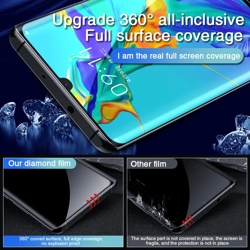 3D gebogenes gehärtetes Glas auf dem Displays chutz für Huawei P30 Pro P40 P20 Lite gehärtetes Glas für Huawei Mate 20 Pro 30 Lite