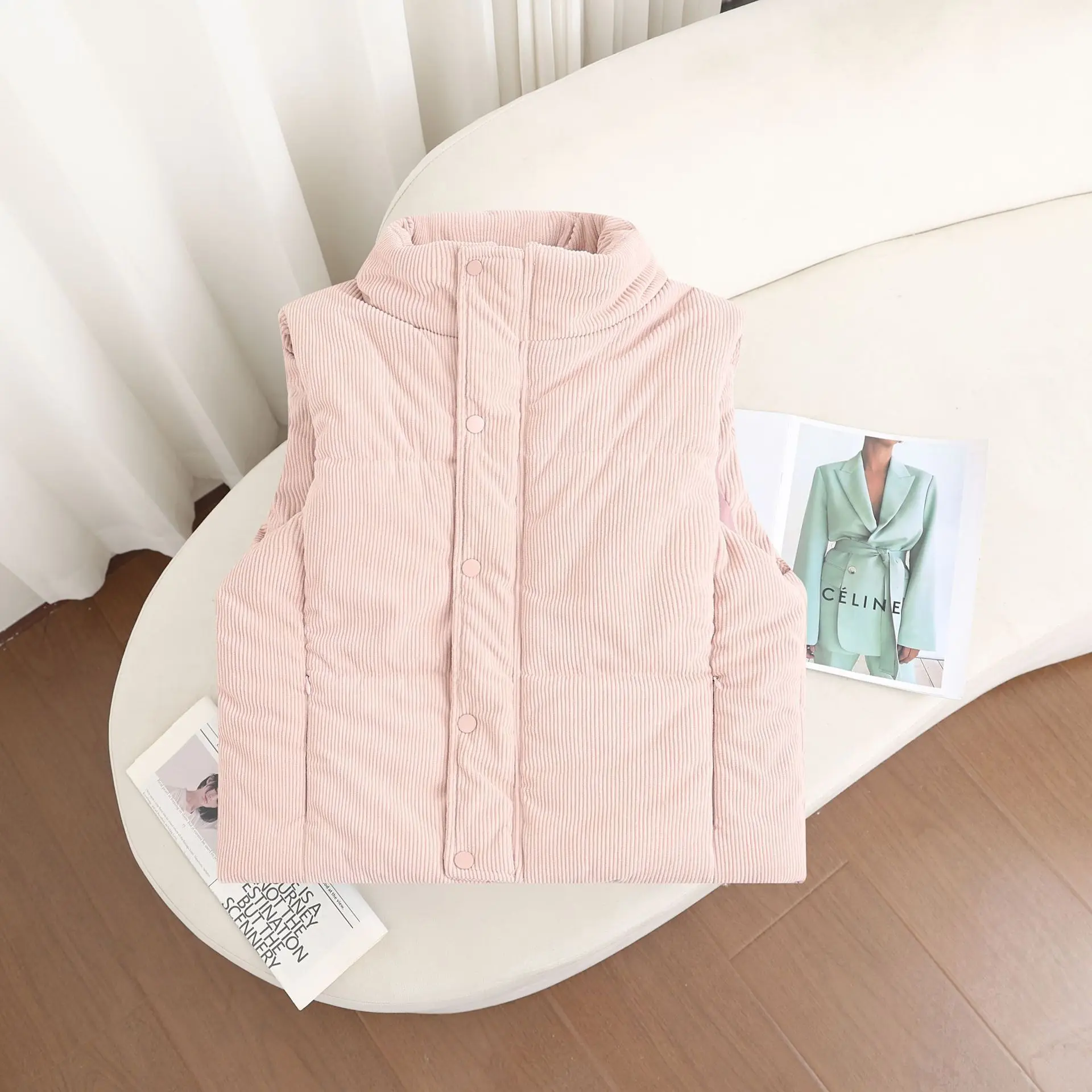 

Women's Comfortable Casual Style Polyester Fiber Loose Fleece Lined Zipper Jacket Thickened Sleeveless Cotton Vest Outerwear