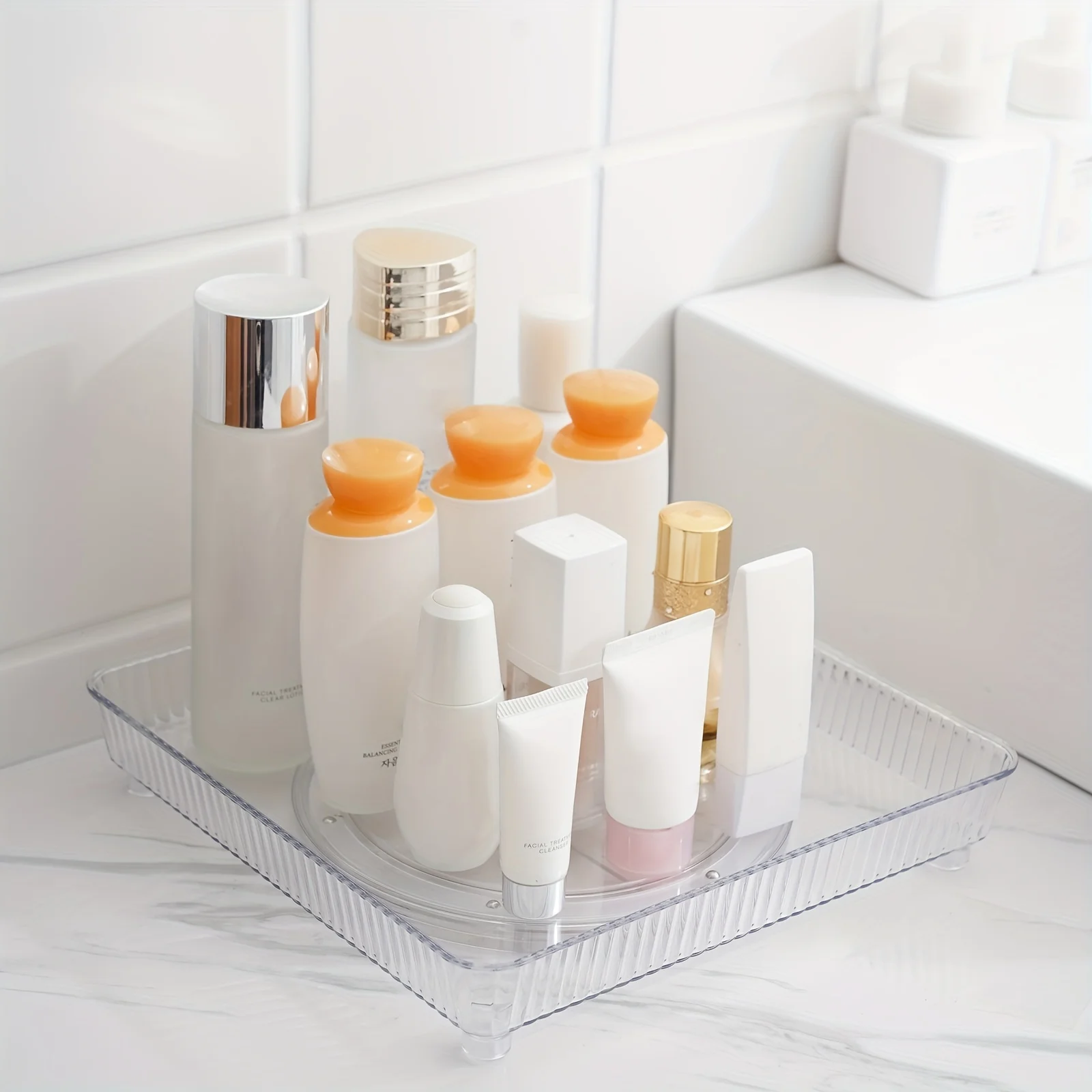 Rotating Storage Rack Kitchen Multi Layer Spice Rack Fruit Cosmetic Plastic Transparent Organizer