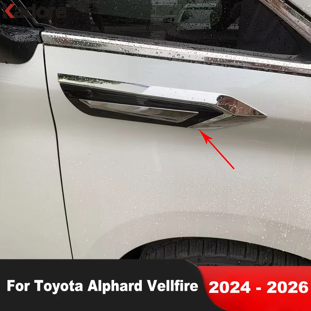 

For Toyota Alphard Vellfire 2024 2025 2026 ABS Chrome Car Side Fender Vent Cover Trim Air Flow Intake Frame Trims Accessories
