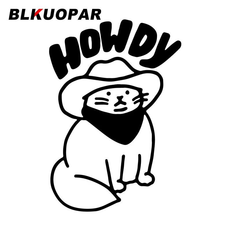 BLKUOPAR Howdy Cowboy Cat Car Stickers Cute Animal Decal Sunscreen DIY Die Cut Windows Surfboard Car Accessories