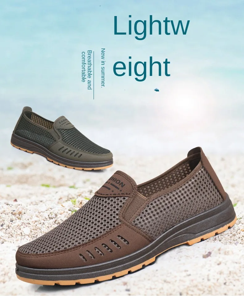 Men's Shoes Summer Breathable Mesh Slip-On Dad/Elderly Shoes Non-Slip Orthopedic Comfort Lightweight Canvas Shoes